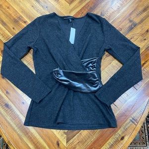 Black House White Market Faux Wrap Blouse- NWT